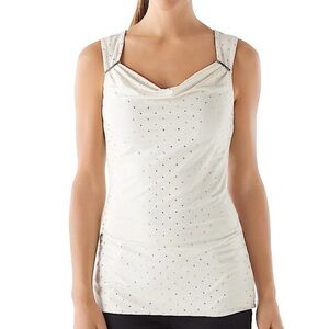 White House Black Market WHBM Ivory Cream Sleeveless Studded Tank NWT Large
